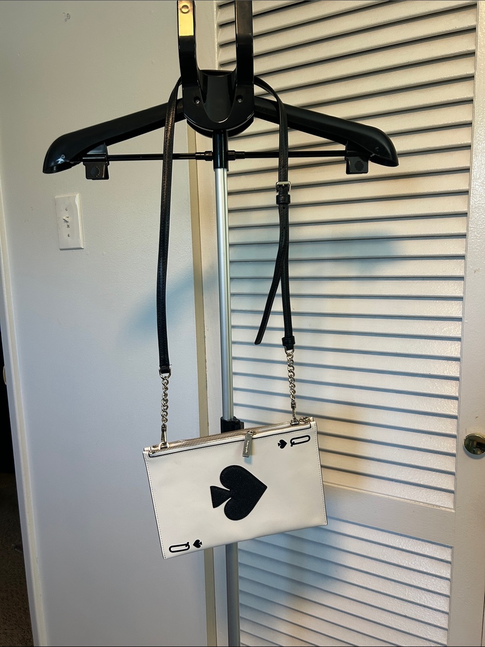 Kate Spade White Crossbody Bag with Black Spade Motif